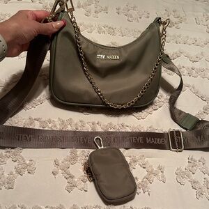 Steve Madden Khaki Crossbody Bag with Gold Chain